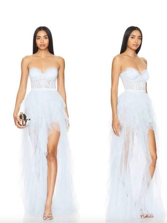 For Love And Lemons Dresses & Skirts - For Love & Lemons Pale Blue Strapless Tulle Gown - NWT
